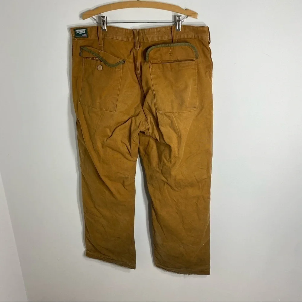 Vintage SafTbak Canvas Hunting Pants Double Knee 40x30 USA Made Tan Green